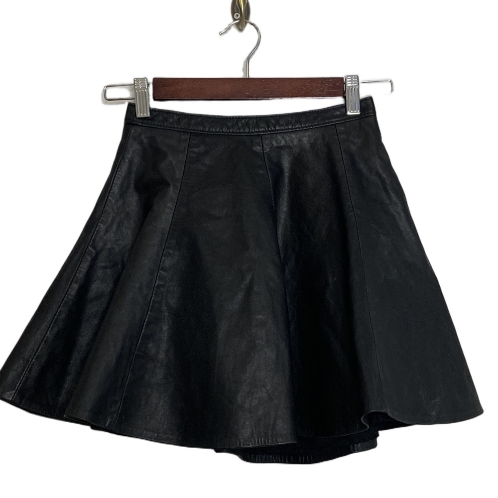 Northbound Leather Skirt Womens XXS XS Black Lambskin Mini Short Flared Goth